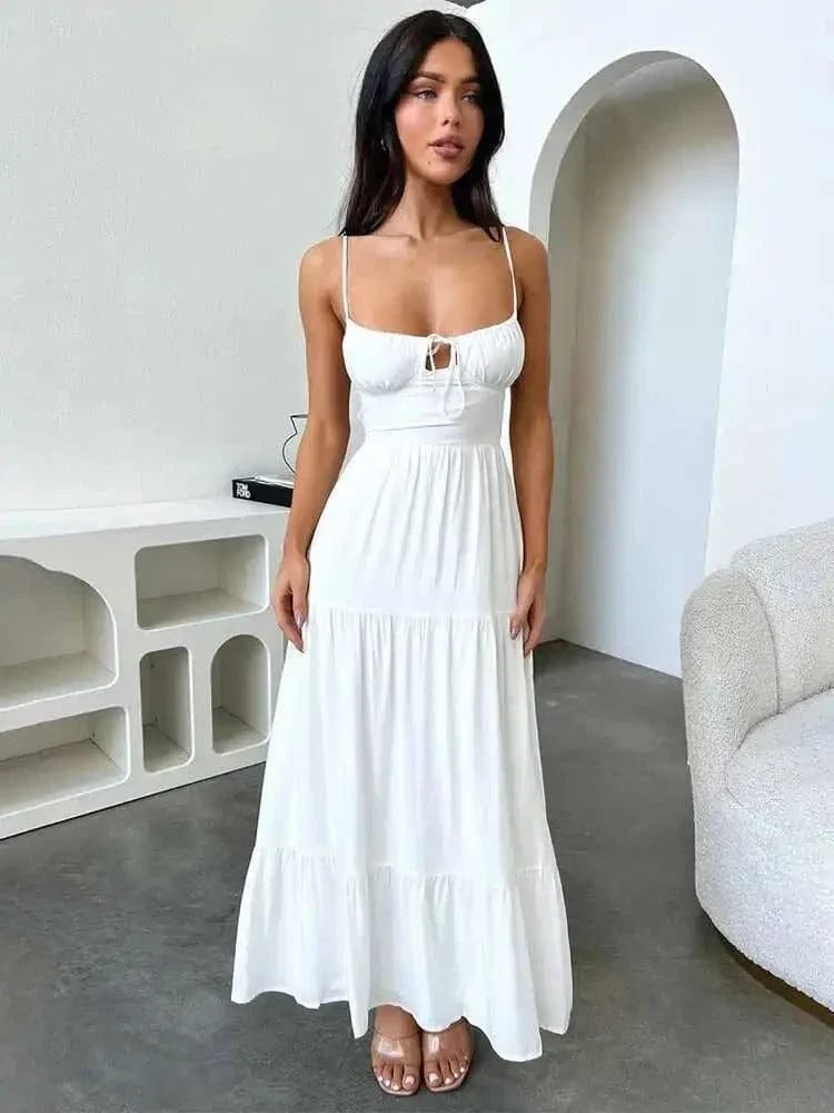 Robe Ete Longue Dos Nu Boheme Blanc S