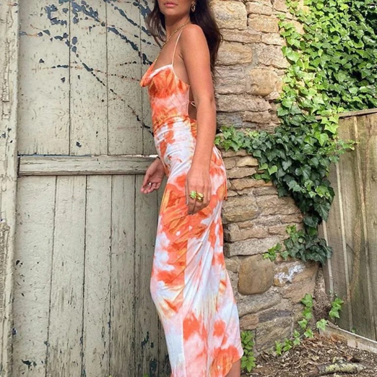 Robe Ete Longue Dos Nu Imprime Floral 2