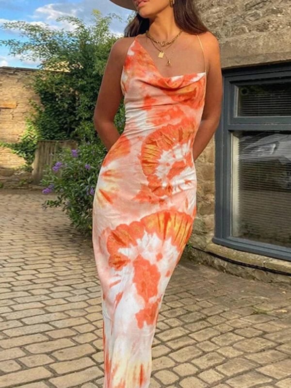 Robe Ete Longue Dos Nu Imprime Floral Multicouleur S