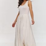 Robe Ete Longue Fendue Sans Manches Beige 36 38
