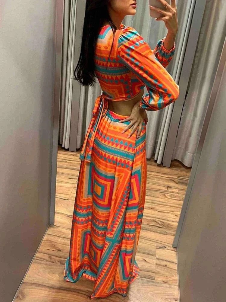 Robe Ete Longue Motif Geometrique
