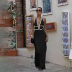 Robe Ete Longue Sexy Dos Nu Crochet Noir S