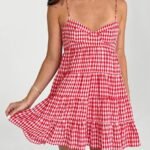 Robe Ete Mini Evasee A Bretelles Rouge S
