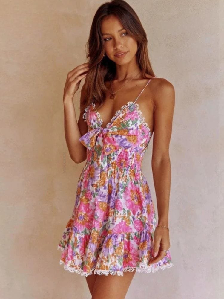 Robe Ete Multicolore Courte
