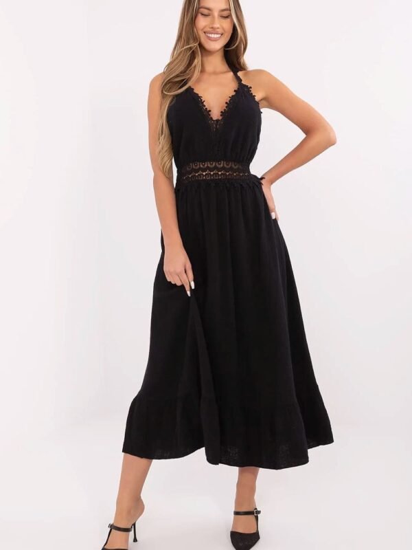 Robe Ete Noire Dos Nu Midi Noir Taille Unique