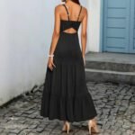 Robe Ete Noire Longue A Bretelles