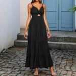 Robe Ete Noire Longue A Bretelles Noir S