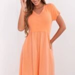 Robe Ete Orange Casual Fluide Manches Courtes Orange Taille Unique