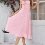 Robe Ete Plissee Midi Sans Manches Rose Xs