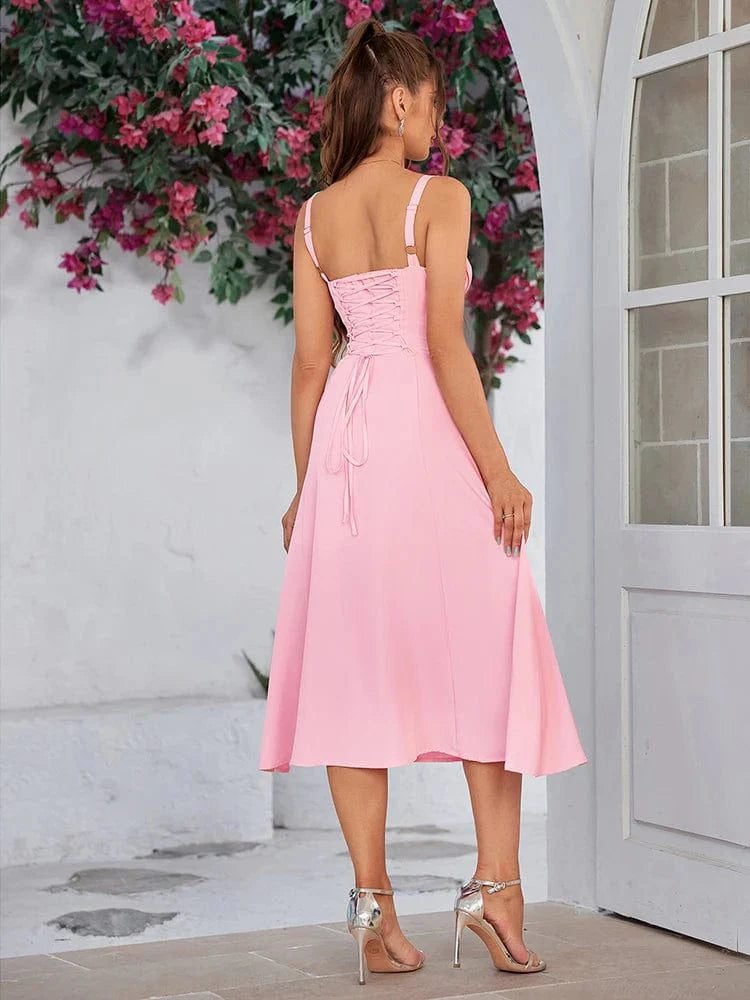 Robe Ete Plissee Midi Sans Manches
