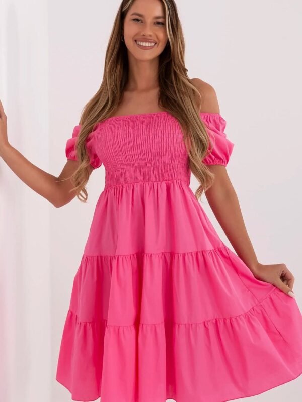 Robe Ete Rose Epaules Denudees Courte Rose Taille Unique
