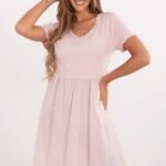 Robe Ete Rose Poudre Casual Manches Courtes Rose Poudre Taille Unique