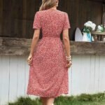 Robe Ete Rouge Fleurie A Boutons