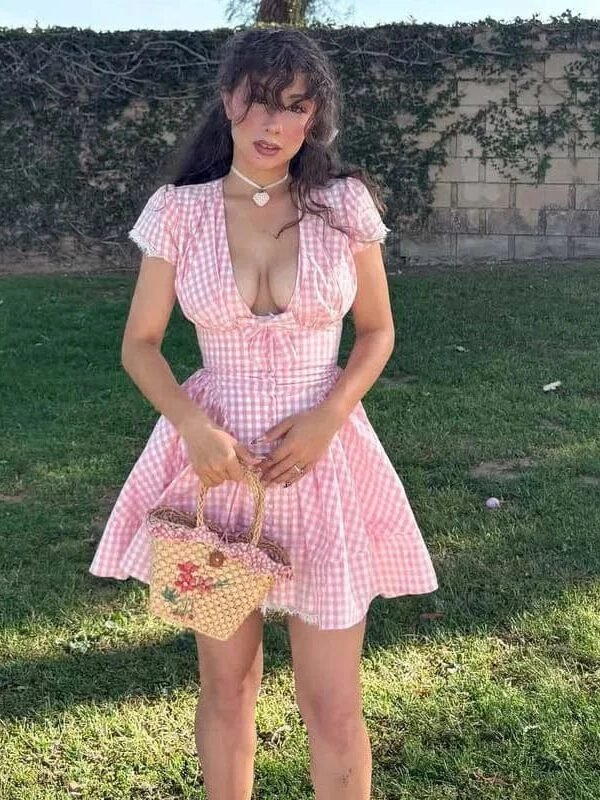 Robe Ete Sexy Courte Evasee Rose S