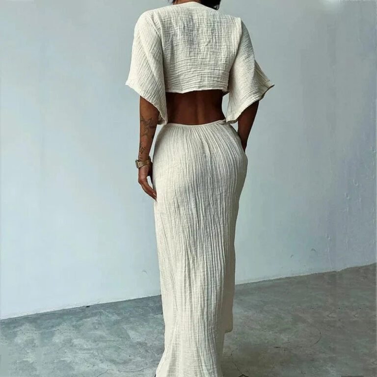Robe Ete Sexy Longue Dos Nu Lin Coton 3