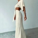 Robe Ete Sexy Longue Dos Nu Lin Coton Beige S