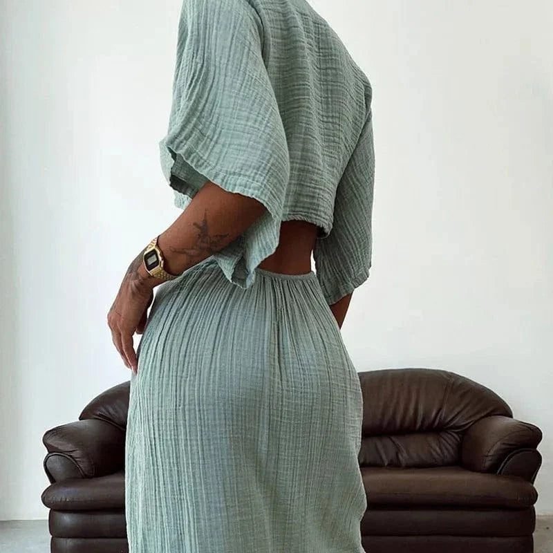Robe Ete Sexy Longue Dos Nu Lin Coton