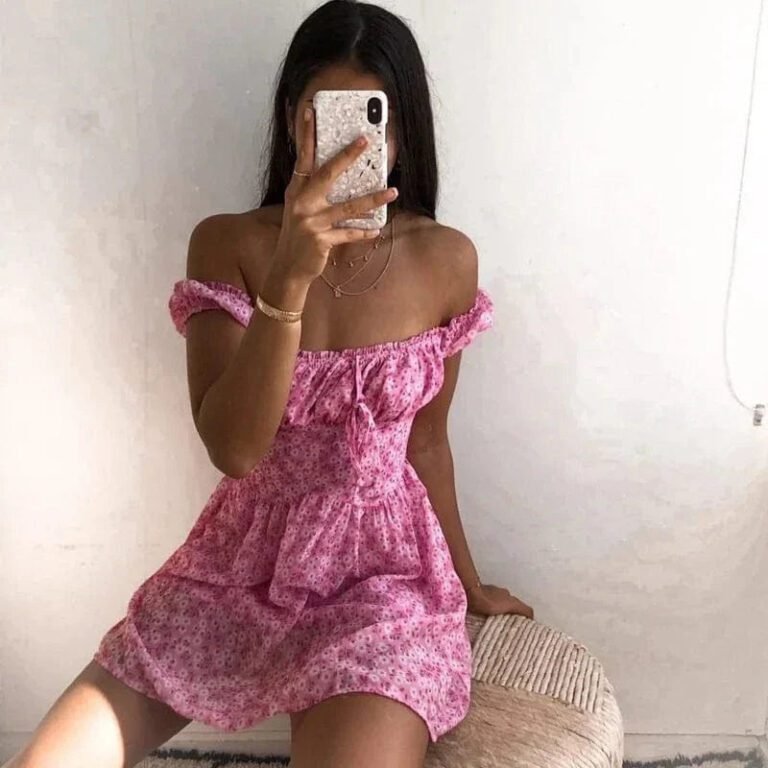 Robe Ete Sexy Rose Motif Fleuris 2