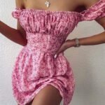 Robe Ete Sexy Rose Motif Fleuris Rose S
