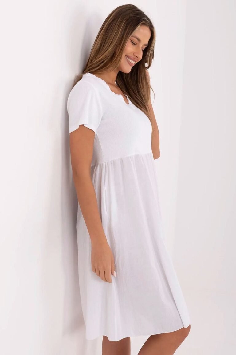 Robe Ete Trapeze Blanche Manches Courtes 2