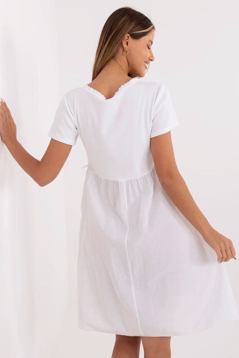 Robe Ete Trapeze Blanche Manches Courtes