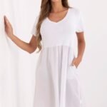 Robe Ete Trapeze Blanche Manches Courtes Blanc Taille Unique
