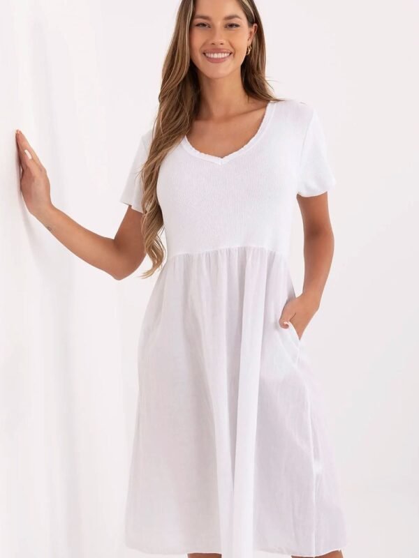 Robe Ete Trapeze Blanche Manches Courtes Blanc Taille Unique
