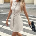 Robe Ete Trapeze Courte Boutonnee 4