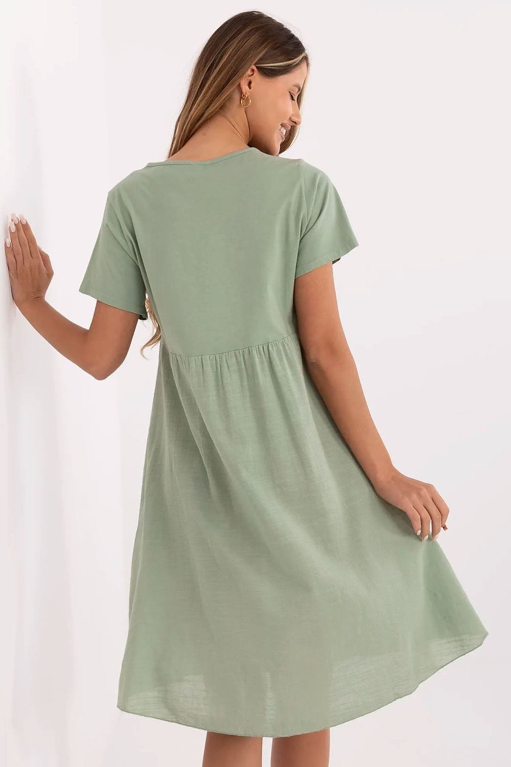 Robe Ete Verte Casual Courte Manches Courtes 2