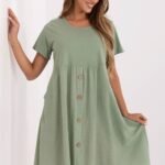 Robe Ete Verte Casual Courte Manches Courtes Vert Taille Unique