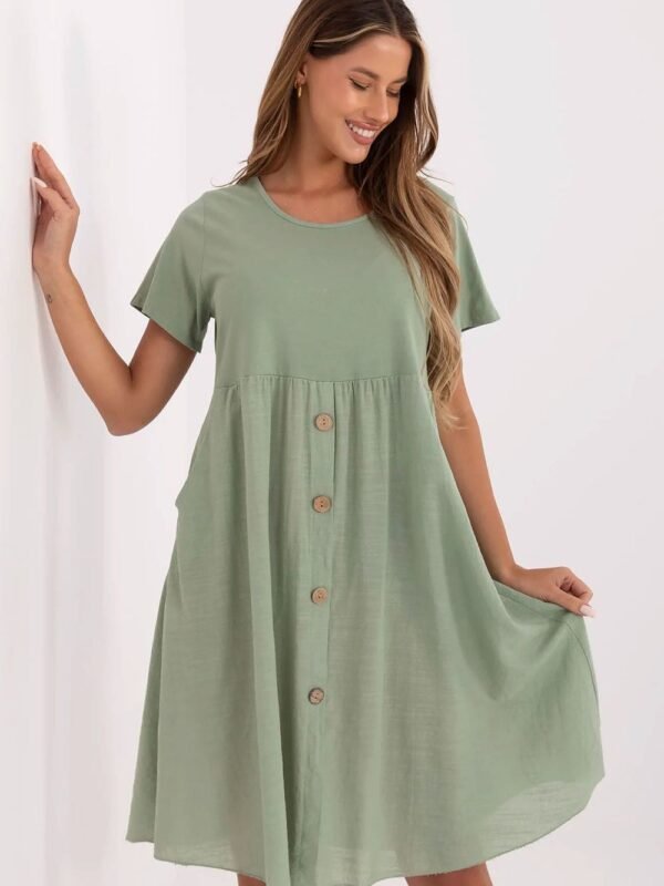 Robe Ete Verte Casual Courte Manches Courtes Vert Taille Unique