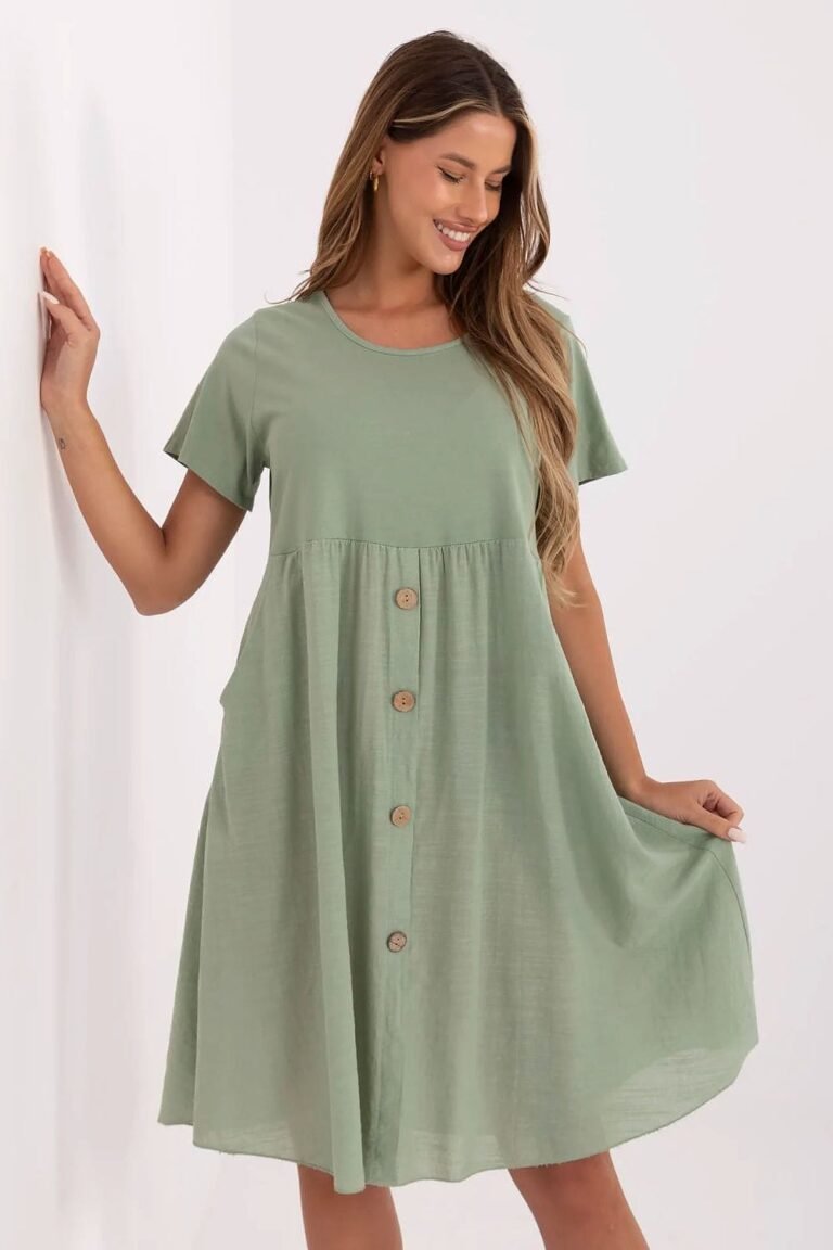 Robe Ete Verte Casual Courte Manches Courtes Vert Taille Unique