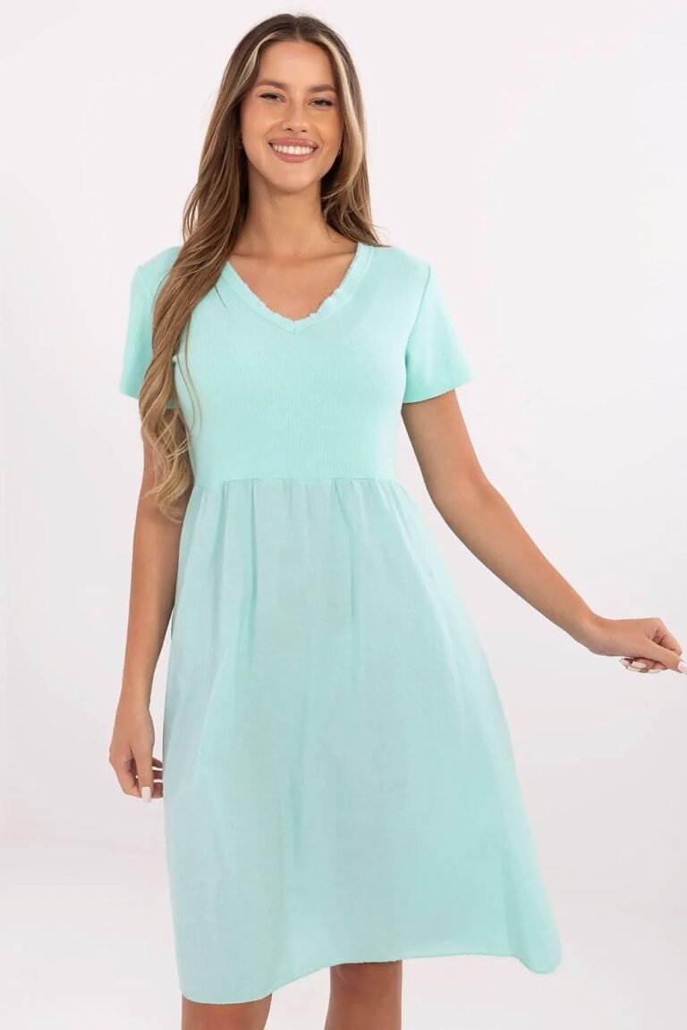 Robe Ete Verte Menthe Casual Manches Courtes Vert Taille Unique