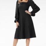 Robe Evasee Midi Chic Manches Longues 3