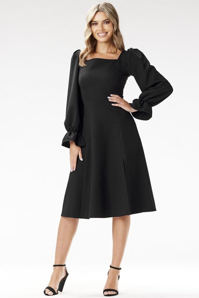 Robe Evasee Midi Chic Manches Longues 3