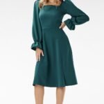 Robe Evasee Midi Chic Manches Longues 6