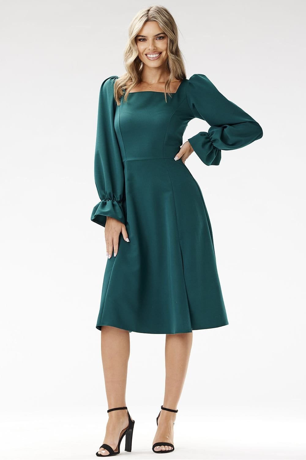 Robe Evasee Midi Chic Manches Longues 6