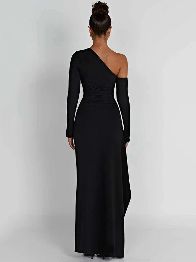 Robe Fendue Avec Epaule Denudee 5