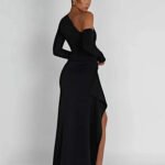 Robe Fendue Avec Epaule Denudee 6