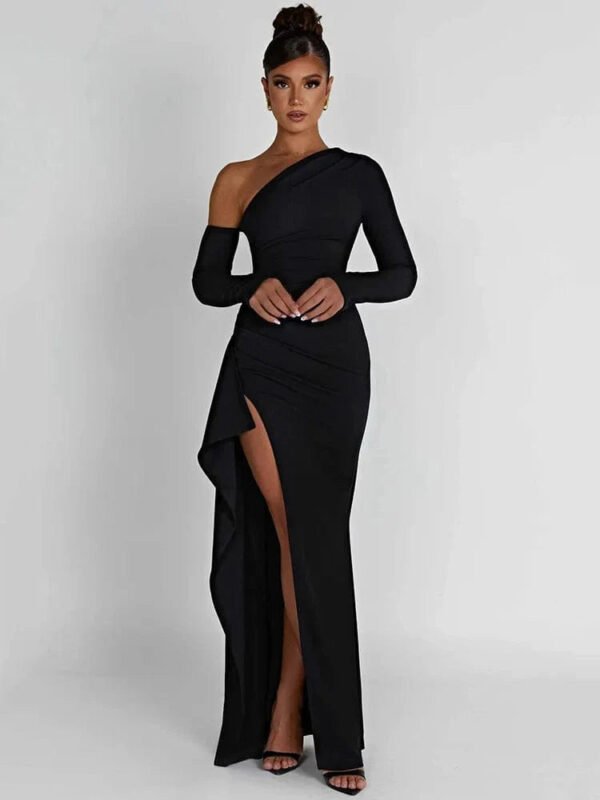 Robe Fendue Avec Epaule Denudee Noir S