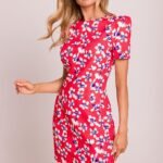 Robe Fleurie Courte Coupe Fourreau Rose S