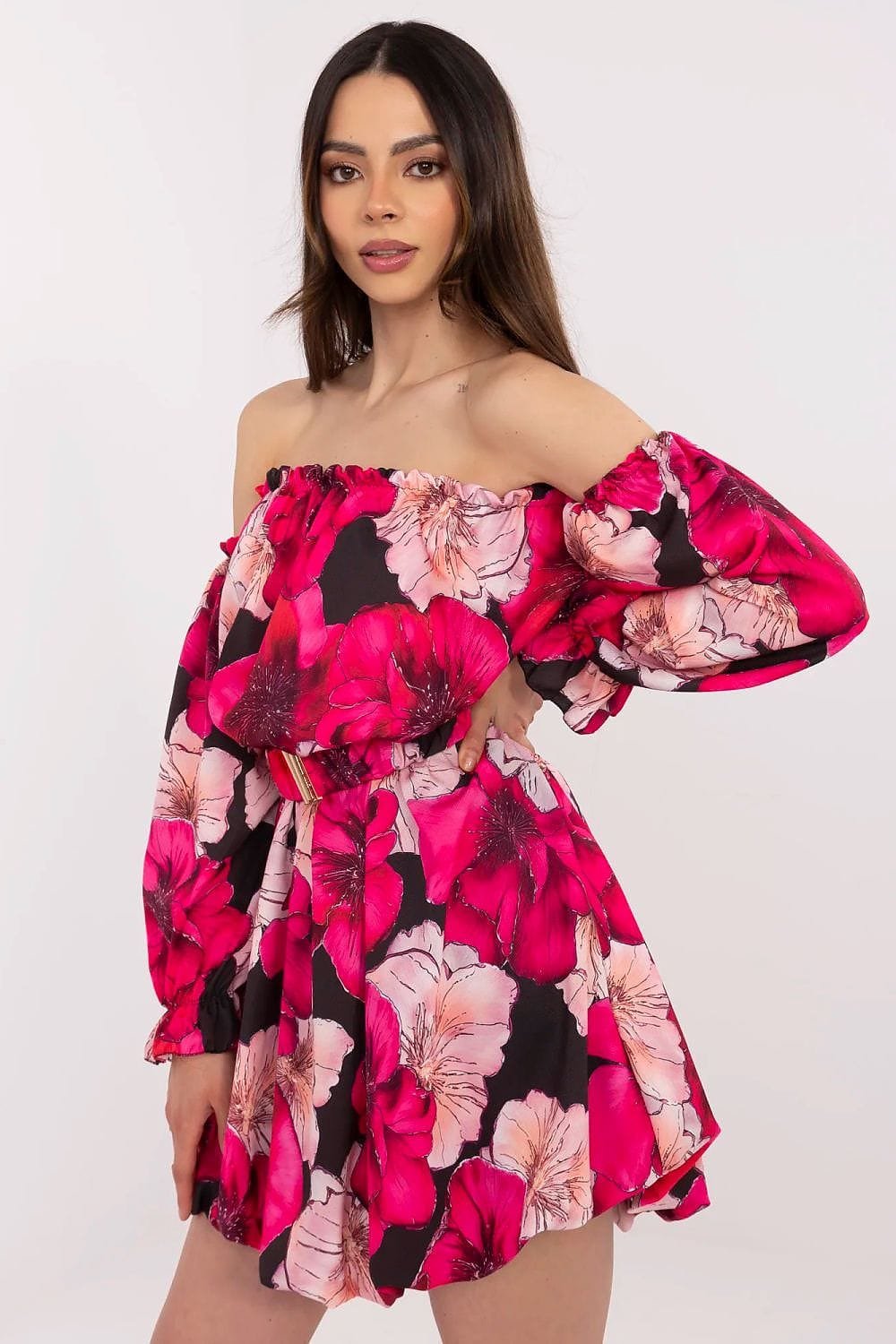 Robe Fleurie Courte Epaules Denudees 2