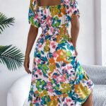 Robe Fleurie Courte Epaules Denudees Fluide 5