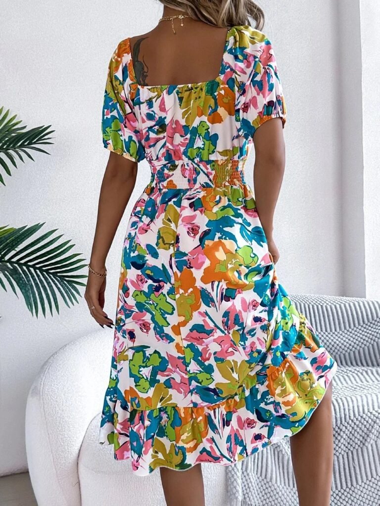 Robe Fleurie Courte Epaules Denudees Fluide 5