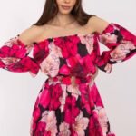Robe Fleurie Courte Epaules Denudees Multicouleur Taille Unique