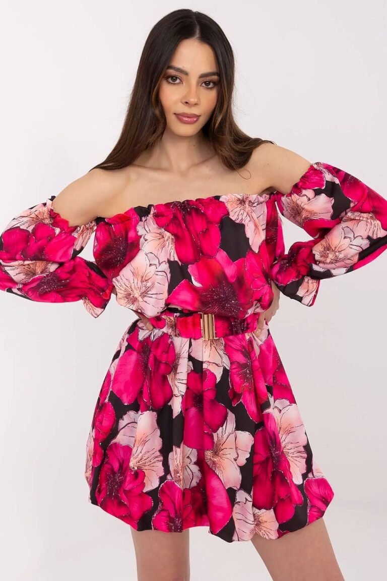 Robe Fleurie Courte Epaules Denudees Multicouleur Taille Unique