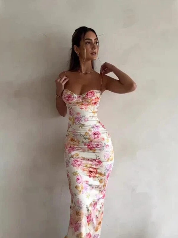Robe Fleurie Ete Moulante Sexy Rose S