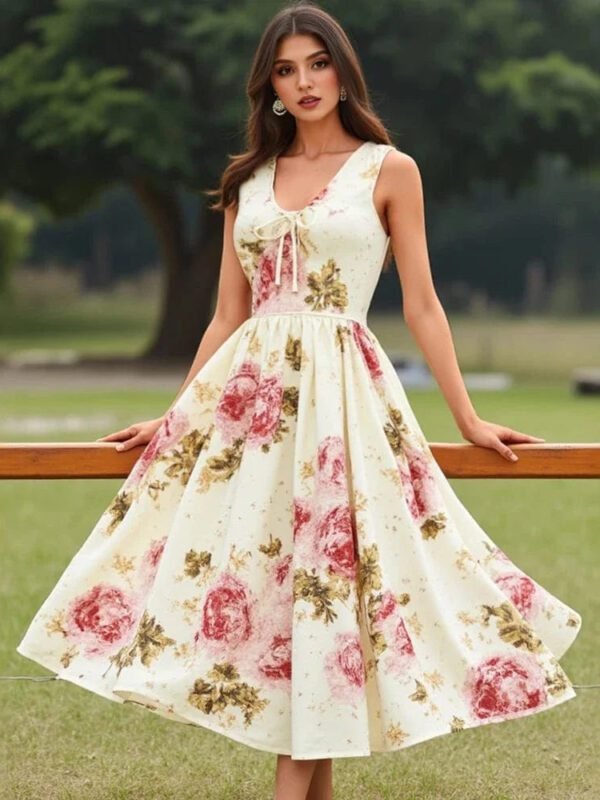 Robe Fleurie Fluide Sans Manches Multicouleur S