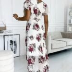 Robe Fleurie Plissee Manches Courtes