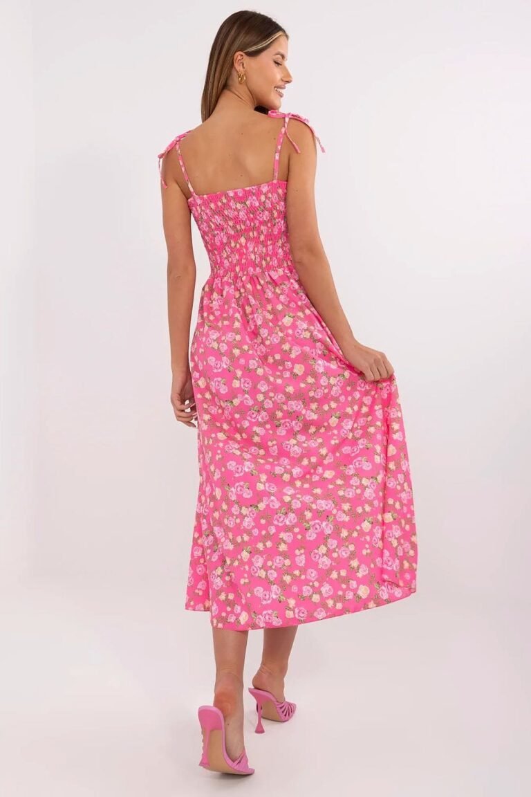 Robe Fleurie Rose Longue Ete Fendue 2